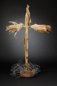 One of a lenten series of crosses made from different found materials.