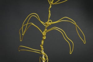 This wire cornstalk sculpture is full of Iowa farm humor and strength.